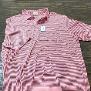 johnnie-O Red and White Striped Polo Shirt